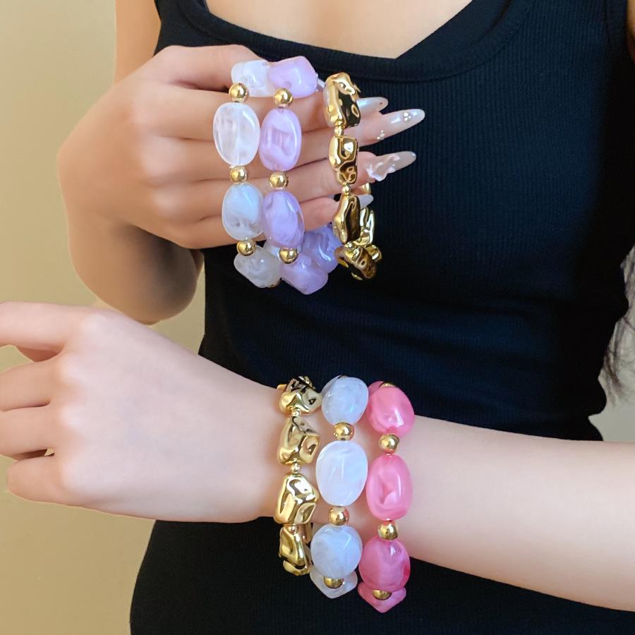Colorful Jade Geometric Acrylic Bracelet - Retro, Simple, & Fashionable with a High-End Feel