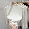 Ear-rimmed Knitted Shirt Half-high Collar Base Shirt Women's White Base Sweater Women's Spring and Autumn New Top