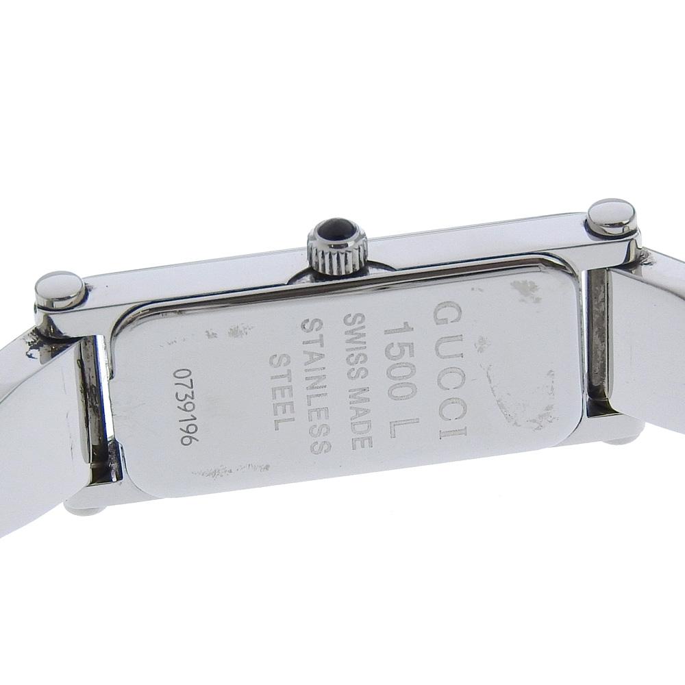 Gucci Uhren 1500L schwarzes Zifferblatt Edelstahl Quarz Analoganzeige Damen Gebraucht