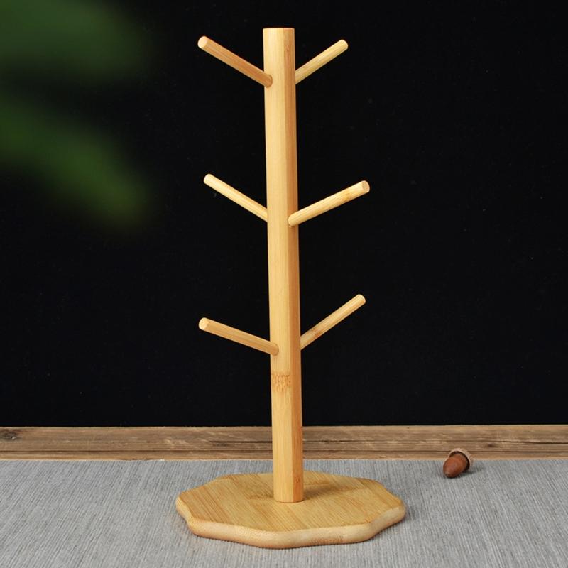 Sturdy Bamboos Cup Holder Drying Rack For Kitchen Bathroom Countertop Organize Cups Utensils Keys Jewelry