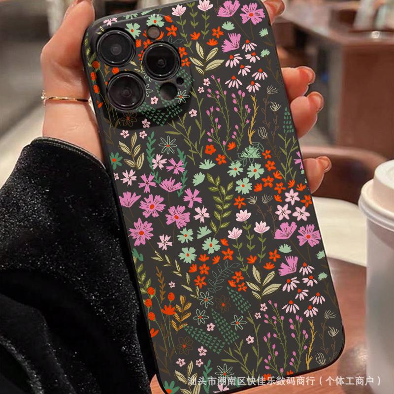 Colored flower bushes for iPhone16plus Apple 11/12/13/14/15Promax mobile phone case