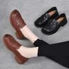 Women's Single Shoes Round Head Flat Bottom Small Leather Shoes Spring New First Layer Cowhide Basic Soft Leather Women's Shoes