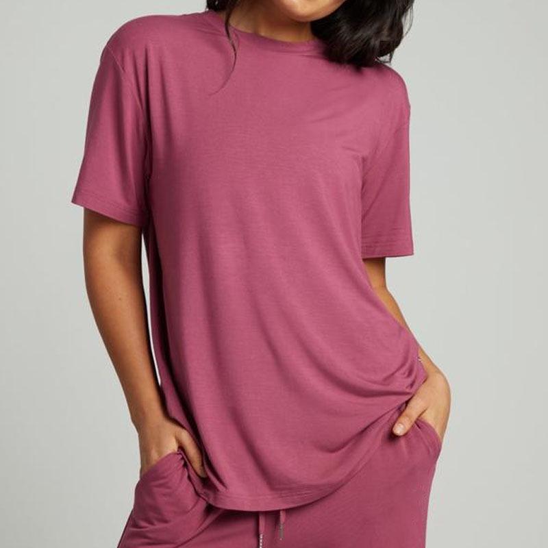 

Women s Plus Size Casual Short Sleeve Summer Suit - Loose Two-Piece Set M червоний/малиновий колір