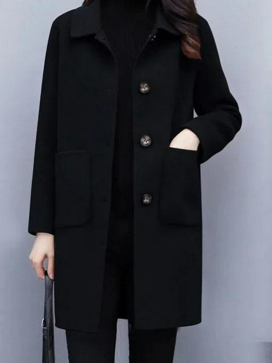 Plus Size Women's Mid-Length Woolen Coat - Loose, Slimming, Age-Reducing for Autumn/Winter 2025