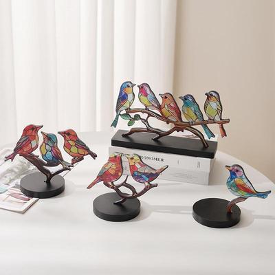 Bemalte Vogel Heimdeko Ornamente - Minimalistisches Metallisches Design