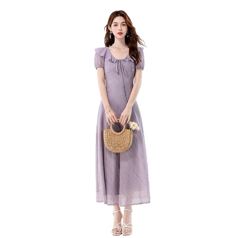 Elegant French Ruffle Dress - Slim-Fit Waist-Cinching Summer Style for Women