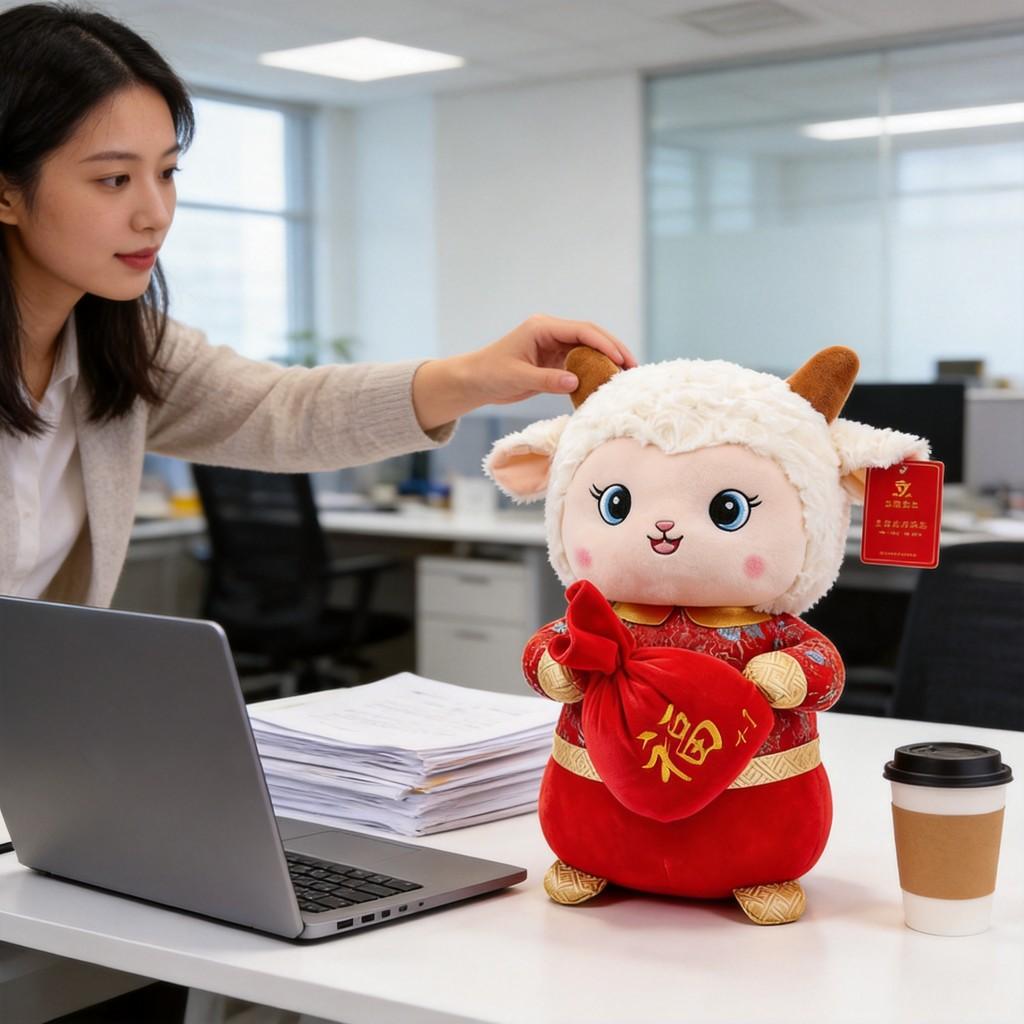 Peluche Pecora Animale Cartone Animato Per Anno della Pecora Regalo e Decorazione