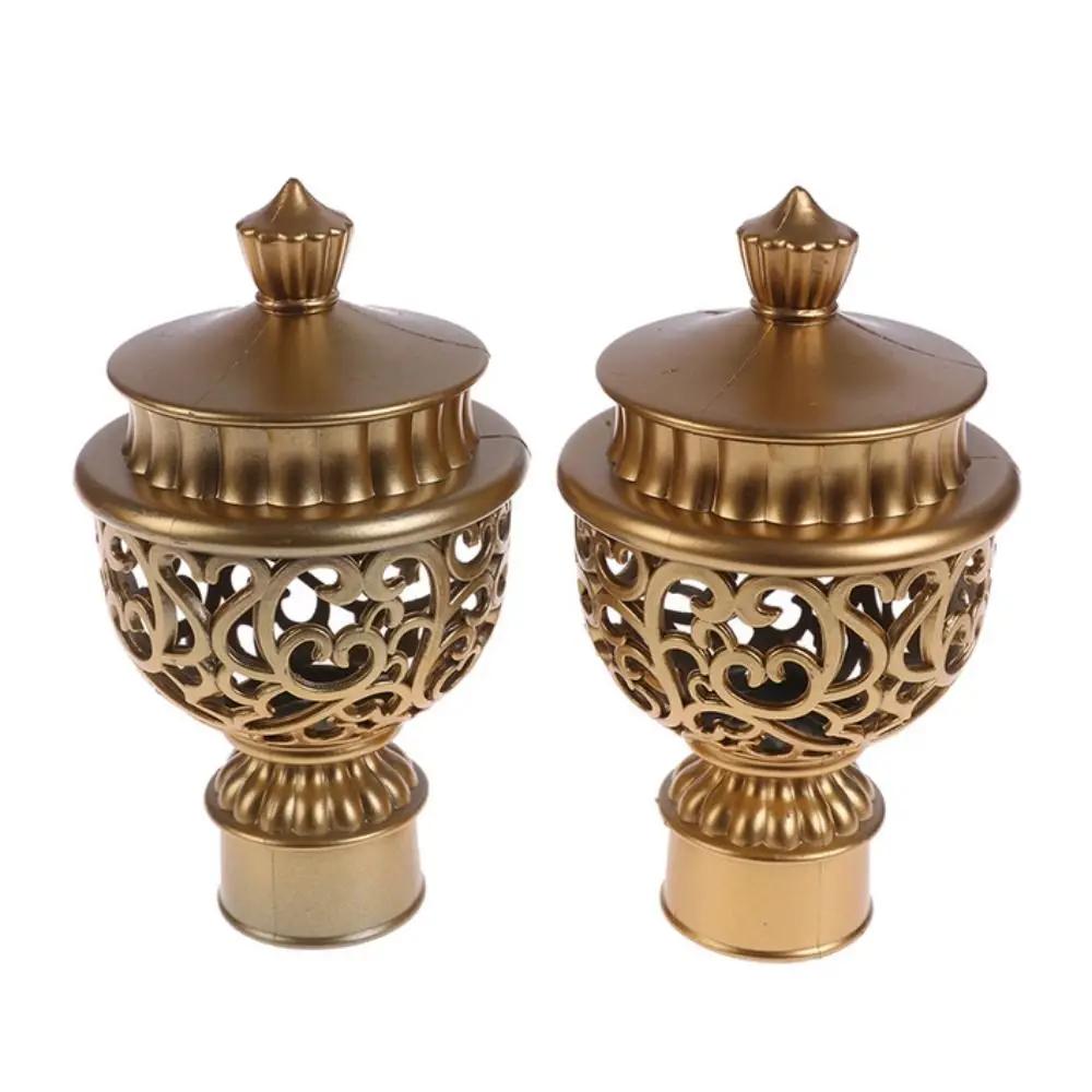 2pcs European Style Curtain Rod Cap Retro Roman Pole Curtain Rod Plug Drapery Rail End Practical Curtain Plastic Decorative Head