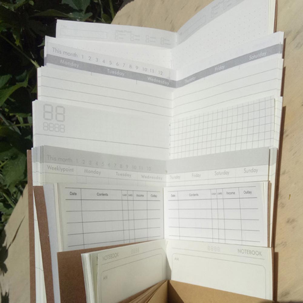 1Pc Refillable Paper Traveler'S Notebook Filler Papers Journal Dairy Inserts Refill Leather Notebook Blank Line Kraft Quality
