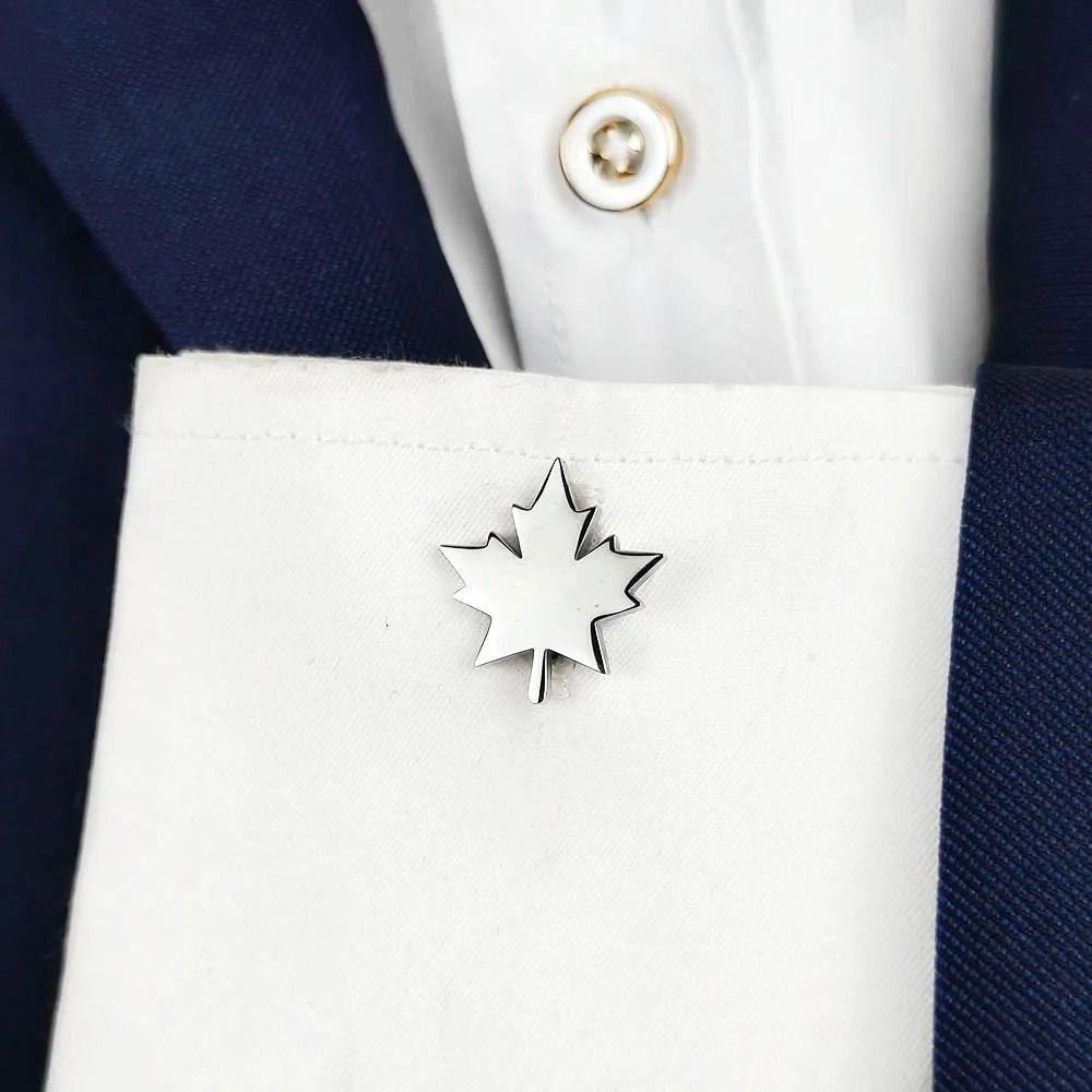 2Pcs Maple Leaf Cufflinks Business French Armband Shirt Sleeve Holder  for Women Men