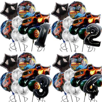 Cartoon Blaze Shape Aluminum Film Balloon Set for Boys' First Birthday Party Decoration