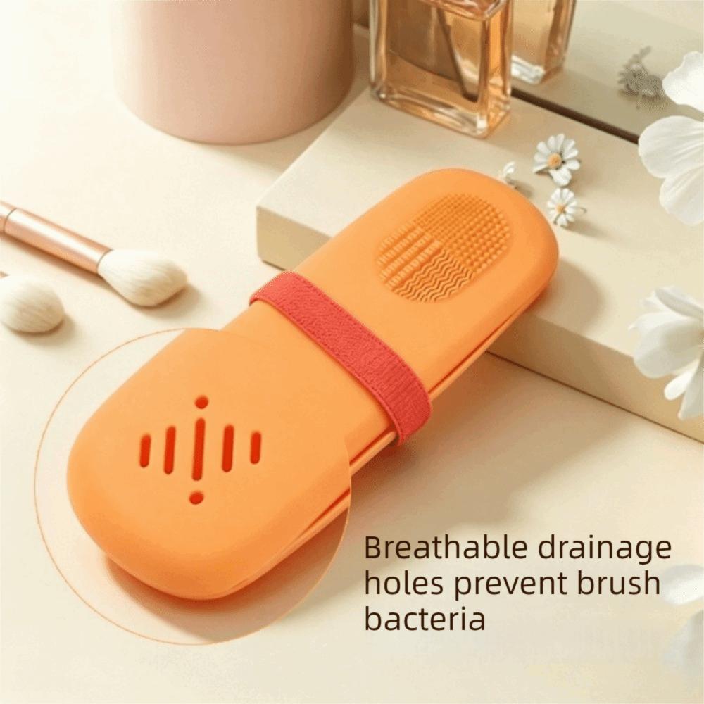 Ventilated Hole Silicone Makeup Brush Bag Dust-proof Cosmetic Brush Storage Pouch  Women