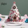 Colorful Acrylic Christmas Crafts Winter Tree Cottage Table Decoration, Double Sided Xmas Cabin Ornament Fairy Tale Igloo Decor with Stable