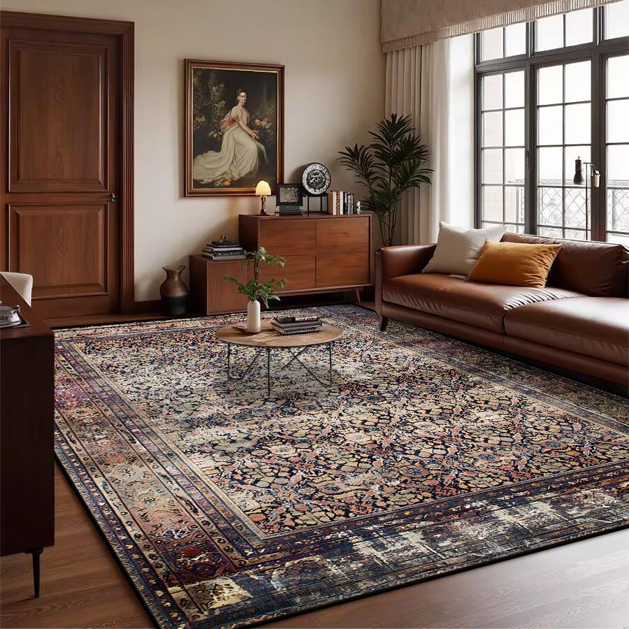 Retro Bohemian Persian Luxury Carpet for Living Room Comfortable Soft Non-slip Bedroom Rugs Classical Entrance Door Mat Washable