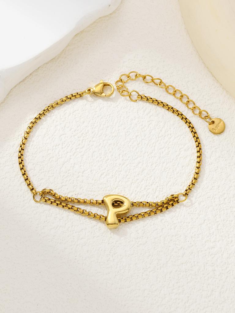 New stainless steel wholesale 26 English letters double-layer ring gold-plated bracelet