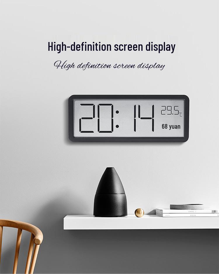 INS Modern Large Screen Wall Clock with Temperature & Humidity Display, Model YD106
