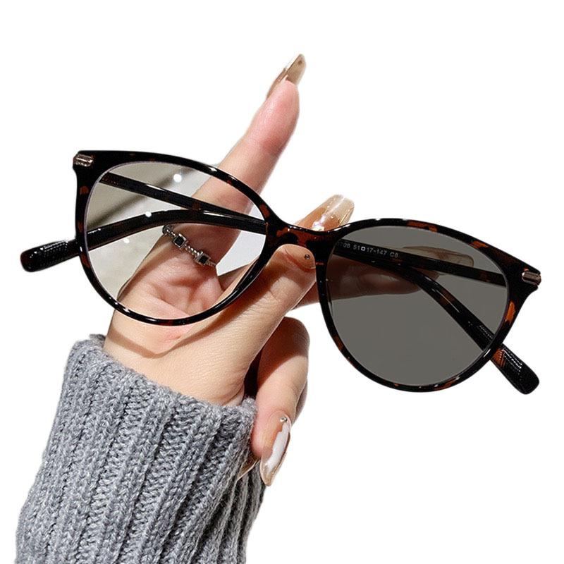 Vintage Oversized Cat-Eye Photochromic Myopia Glasses Fashionable Premium Outdoor Turn Grey Minus Diopter Eyeglasses 0 To -4.0