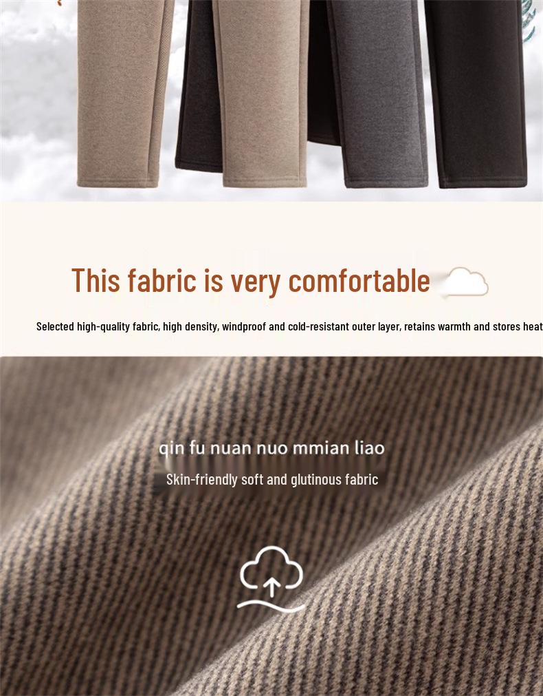 Plus Samt Elastische Taille Gerade Hosen für Mittleren Alters und Ältere Frauen von Mama - Winter Verdickt Lässige Hosen