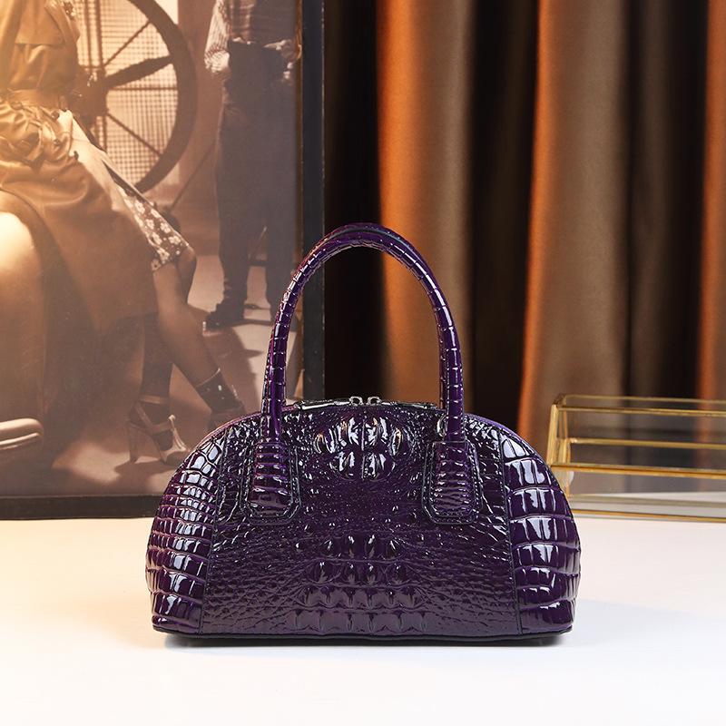 Business Commuter Solid Color Simple Atmospheric Crocodile Pattern Portable Ladies Handbag фиолетовый