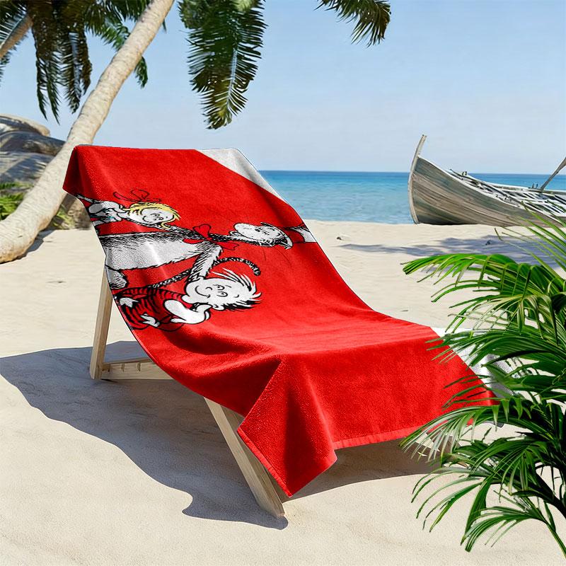 The Cat in the Hat Print Beach Towel, Large Soft Quick Dry Towel for Beach Camping Swimming