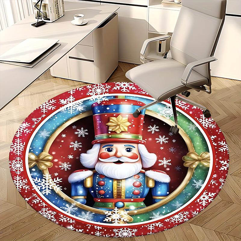 1pc Christmas Nutcracker Chair Mat - Anime Cartoon Design, Non-Slip Carpet for Office Chair, Festive Gift, Seasonal Decor, Living Room, Bedroom, Game