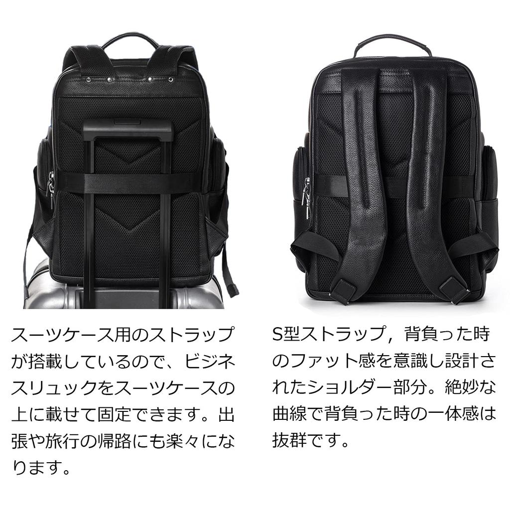 Ariga Herren Rucksack aus echtem Leder, passend für 17-Zoll-Laptop, A4-Format, großes Fassungsvermögen, multifunktional, beliebter Business-Rucksack für den Weg zur Arbeit,