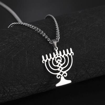 Factory Direct Sales Foreign Trade New Products Niche Design Sense Reunion Meaning Hollow Candlestick Pendant Stainless Steel Necklace
