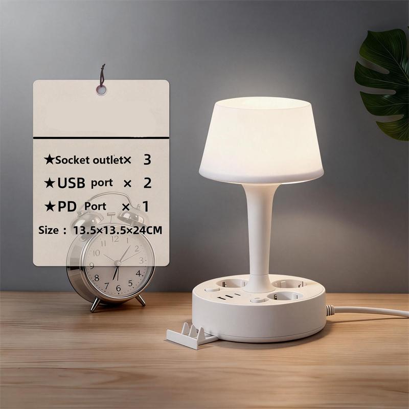 Lámpara de noche multifuncional para el hogar, enchufable, con puerto USB, puerto PD, enchufe y toma de corriente UE/EE. UU./Reino Unido