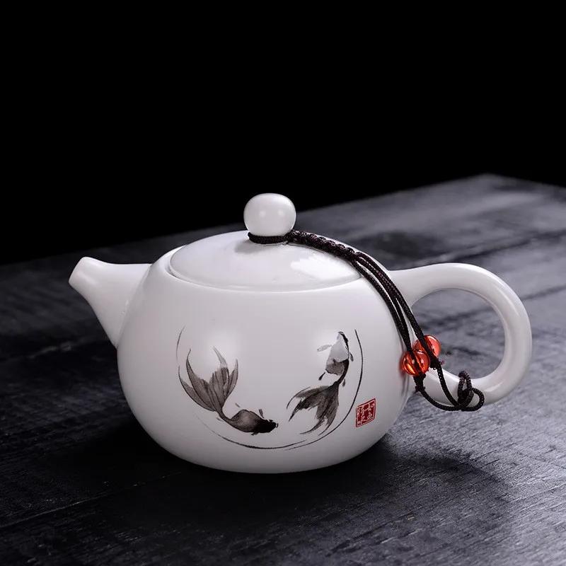 Ceramic Teapot, Chinese Kungfu Teaware, Small Tea Maker, Hand Grip Pot, Household Porcelain for Cha Drinkware