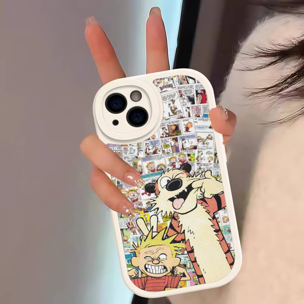 

C-Calvin And H-Hobbes Leather Phone Case For IPhone 16 16e 15 14 13 12 11 Pro Max Plus Mini Cover iphone 11 pro