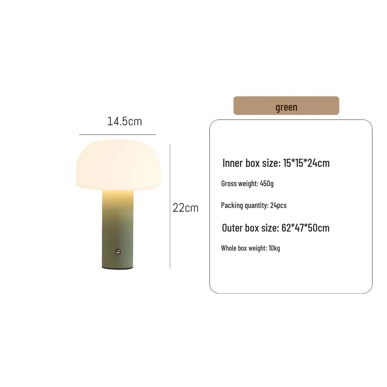 

Nordic Style Mushroom Touch Lamp with USB Charging and Three-Color Dimming for Bedroom Atmosphere зелёный