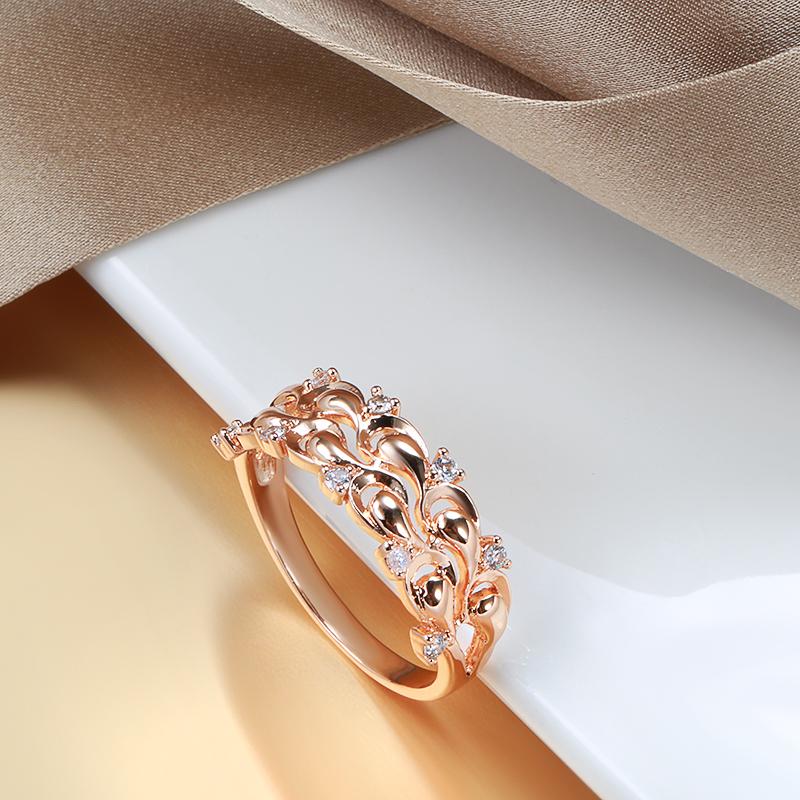 Fashion Crystal Flower Rings For Women Luxury Rose Gold Color With Natural Zircon Accessories Vintage Wedding Jewelry