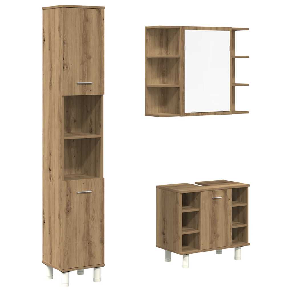 Vidaxl 3-Piece Bathroom Furniture Set, Artisan Oak
