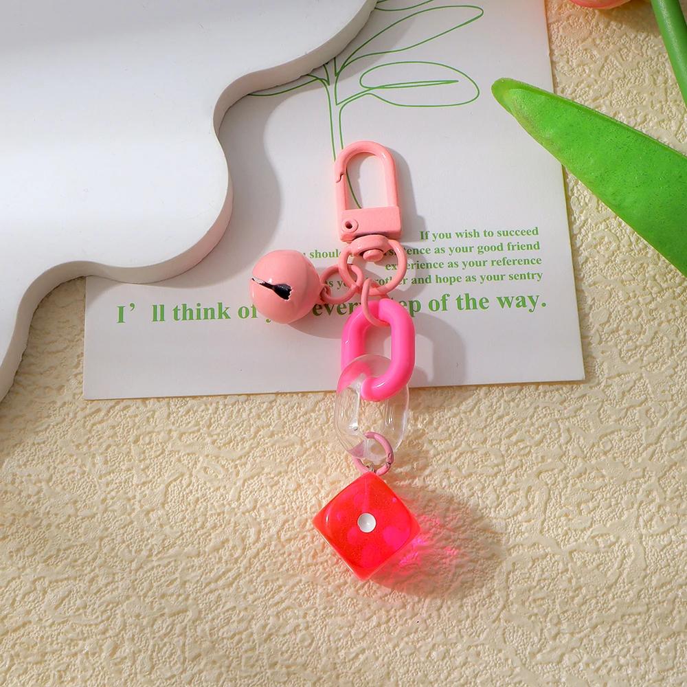 Красочные акриловые кости брелок милый мини колокольчик подвески брелок женский кошелек — фото 15