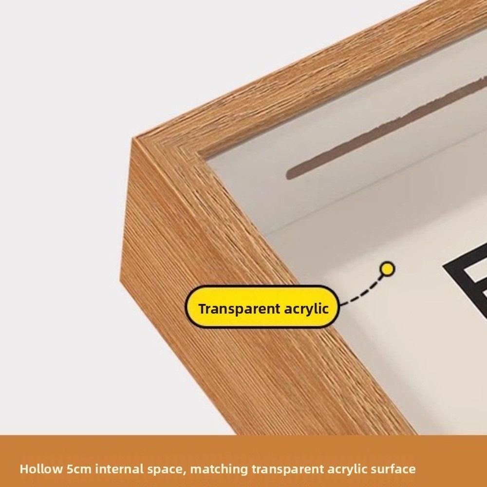 Retro Wooden Savings Tank Chinese Style Wood Acrylic Chinese Blessings Money Tank Desk Decor Home Ornaments Money Box Household