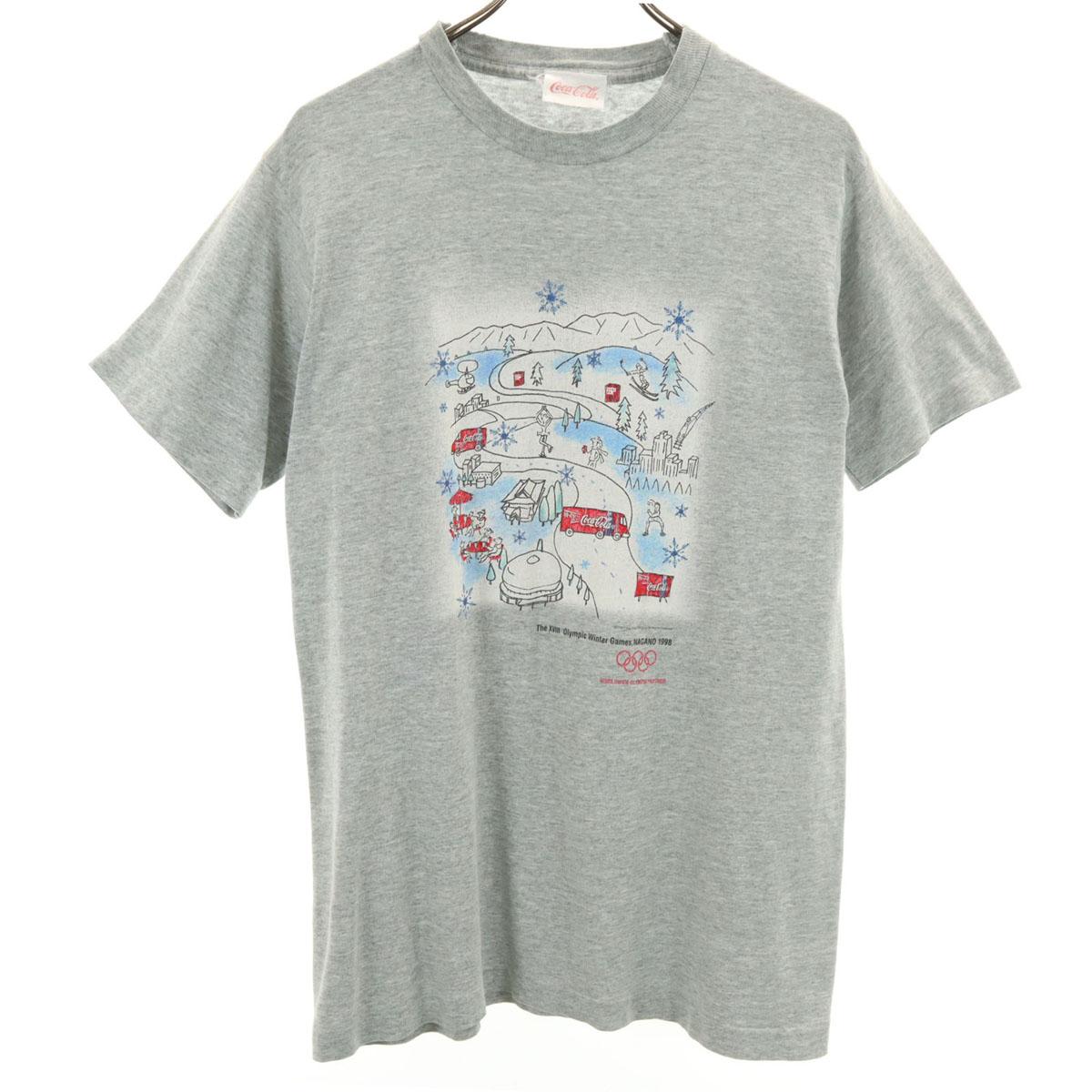 

CocaCola 90-е NAGANO1998 ОЛИМПИЙСКИЙ Старая футболка с коротким рукавом M Одинарный шов Мужская Б/У