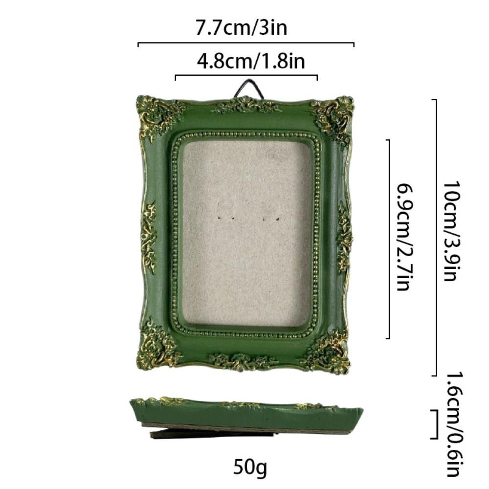 Green Picture Frame Ornaments Resin Photo Display Holders Baroco Style Photo Frame Living Room