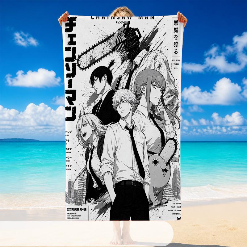 Chainsaw Man Beach Towel, Soft Large Absorbent Towel For Beach Swimming Pool Travel Vacation