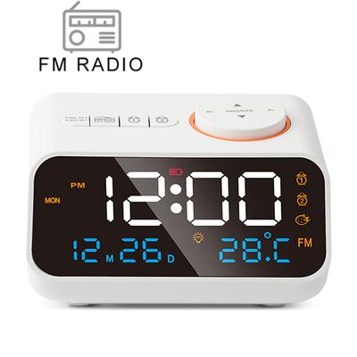 Mordern FM Radio LED Alarm Clock For Bedside Wake Up Digital Table Calendar With Temperature Thermometer Humidity Hygrometer