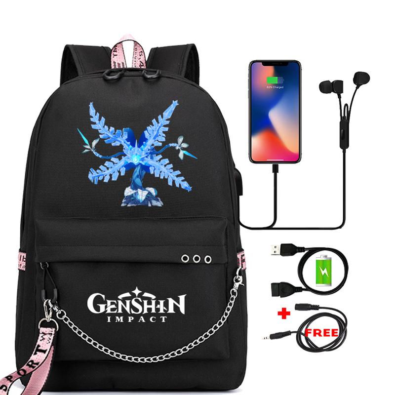 Anime Game Travel Backpack Printed Canvas Backpack Students Women Large Capacity Bookbag Usb Charging for Boy Girl School Bag Kids Gifts