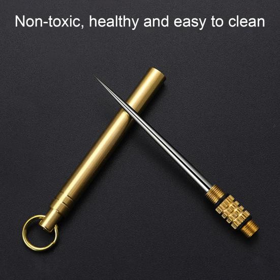 Portable Titanium Alloy Toothpick Reusable Food Grade Metal Toothpick Multi-functional Travel Detachable Pocket Tooth Pick Keychain Pendant