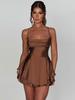 2025 Summer Sexy Pleated Backless Satin Camisole Dress for Women