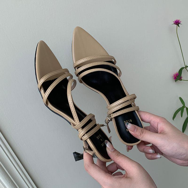 Fashion Female Ankle Wrap Footwear Women Thin Heels Sandals Shoes Fashion Pointed Toe Sexy Ladies High Heels Sandals Shoes Pumps