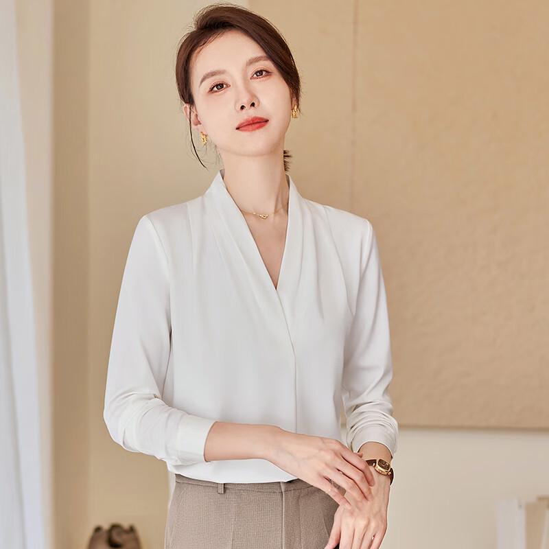 Terman Women s V-Neck Long Sleeve Professional Shirt L