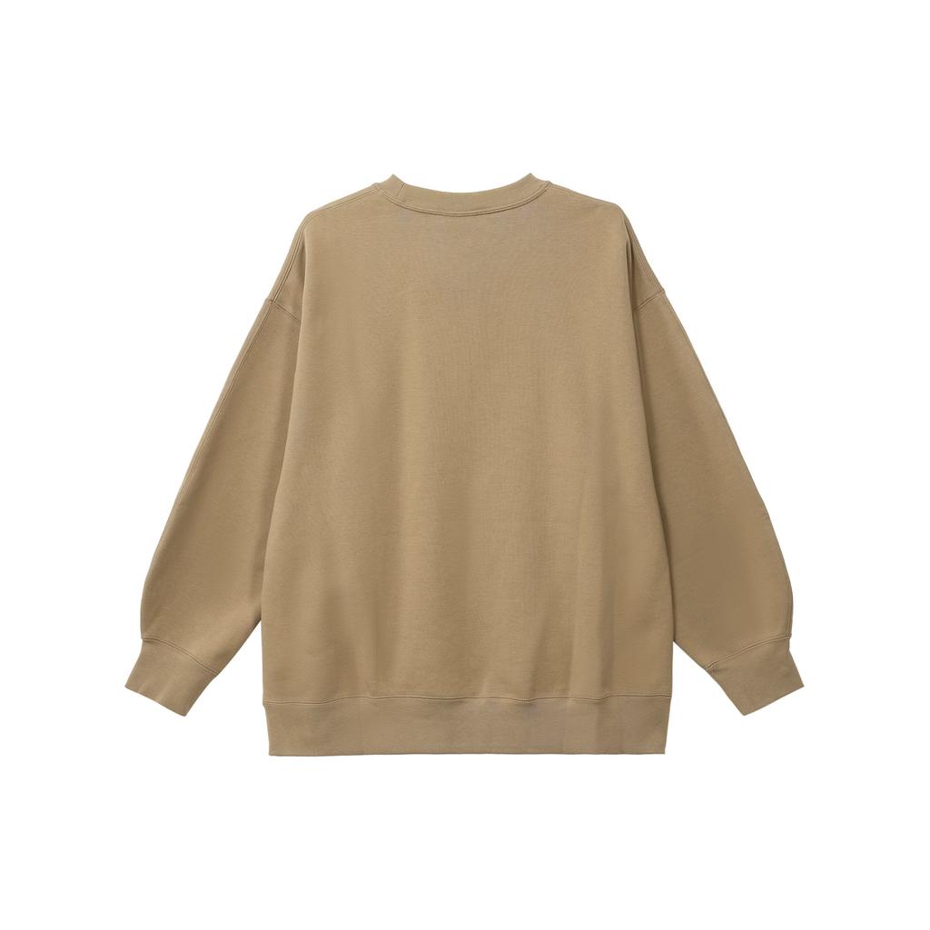 Jordan Solid Color Tag Logo Crew Neck Loose Long Sleeve Sweatshirt Women Tops Brown FB5117-395