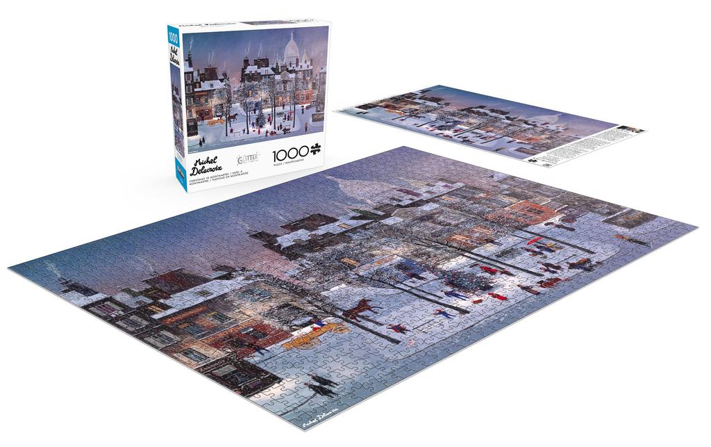 Buffalo Games - Michel Delacroix - Christmas in Montmartre - 1000 Piece Glitter Jigsaw Puzzle Holiday Puzzle for Adults - Precisely cut pieces, festiv