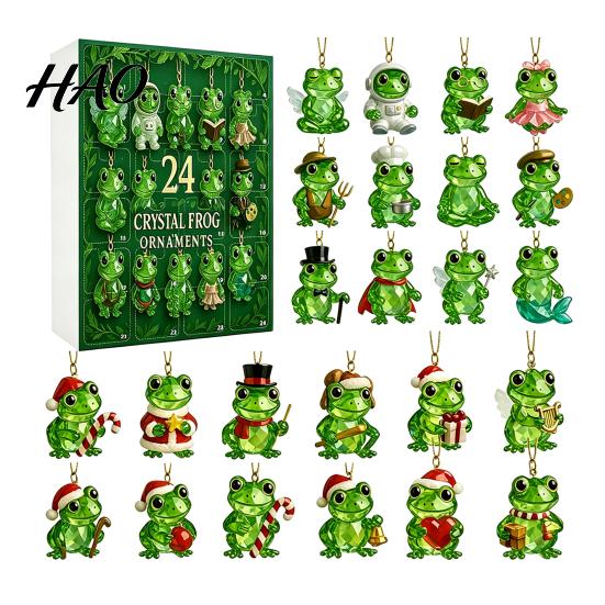 Festive Party Favors for Friends Faux Crystal Frog Advent Calendar 2026, 24 Days Christmas Countdown with Hanging Pendant Bedroom Decor Animal