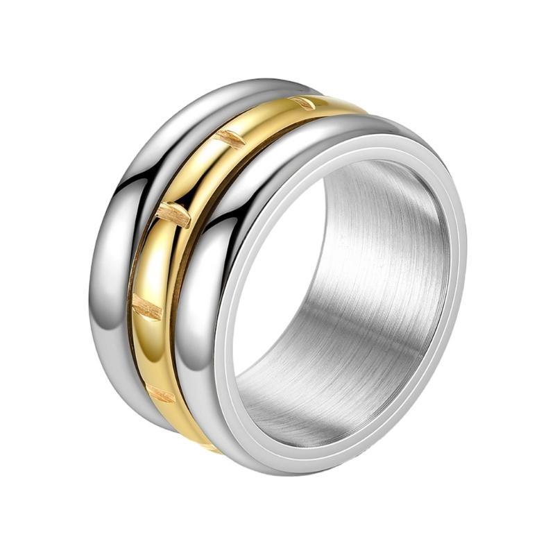 Fashionable Rotatable Ring Elegant Stress Relief Rotating Ring for Women Men Titaniums Steel Geometric Finger Ring F3MD