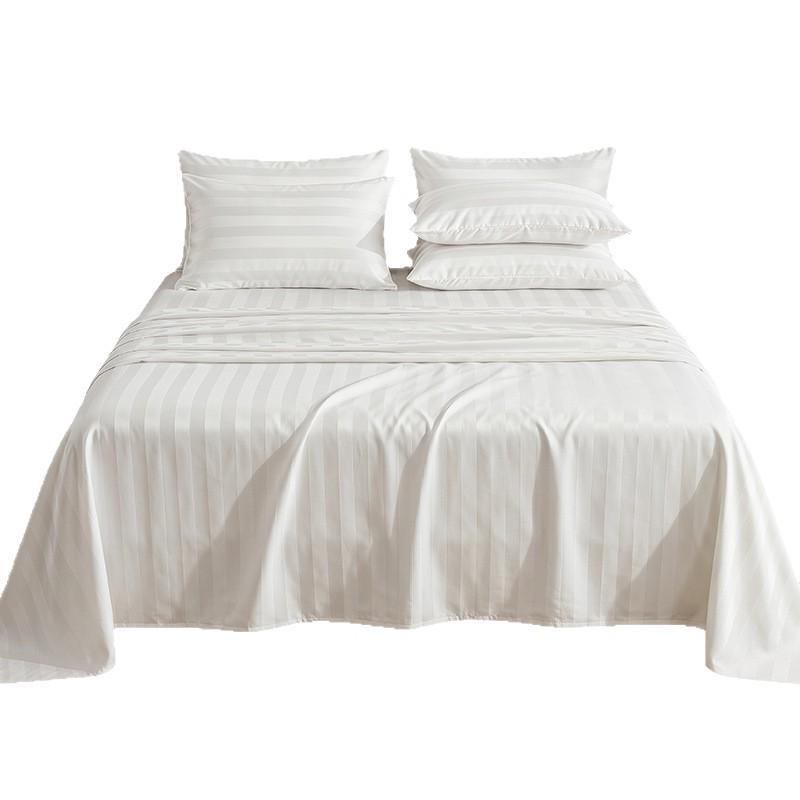 Cross-Border Satin Stripe Bed Sheet & Pillowcase Set for Oversized Double Bed