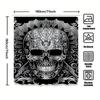 Tuniu Totenkopfmuster Badezimmervorhang, Gotisches Dekor, Schwarz-Weiß-Design, Coole Wanddekoration, Einzigartiger Duschvorhang